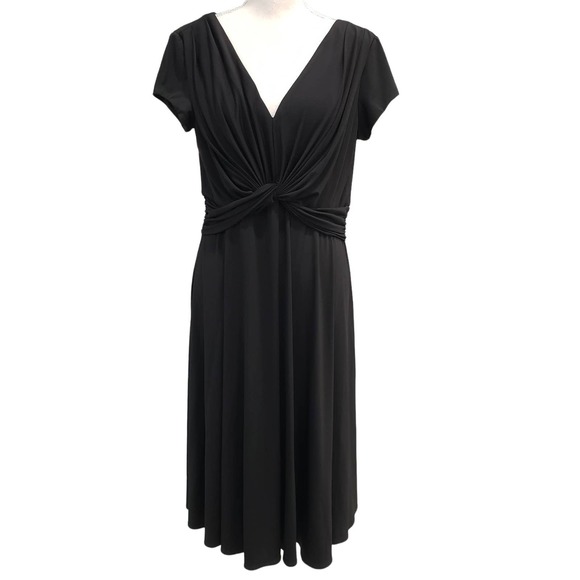 Suzi Chin Dresses & Skirts - Suzi Chin Black Stretch Cap Sleeve Midi Dress 14